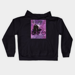 Motorcycle couple 2 in Fuschia/Pink Kids Hoodie